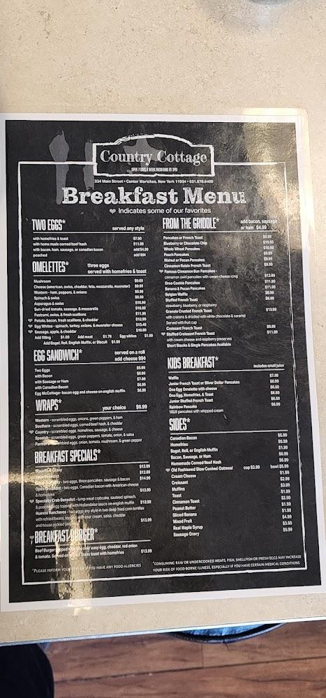 Country Cottage Diner Menu image 3